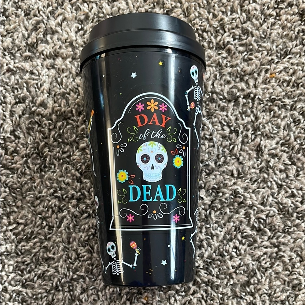 Day of the Dead Black Travel Mug